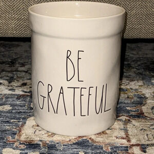 Rae Dunn Collection by Magenta Kitchen Utensil Holder/Crock BE GRATEFUL dimple